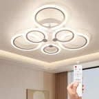 Modern LED Ceiling Light,Dimmable 3 Colors 6 Rings Flush Mount Ceiling Light Fixture,3000K-6500K 81W White Close to Ceiling Light with Remote for Living Room,Bedroom,Laundry Room
