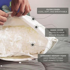 Bed Pillow for Sleeping | Cooling Shredded Memory Foam | Adjustable to Soft - Firm | Removable and Washable Cover | Pillow for Back Or Side Sleepers | Standard Pack of 2