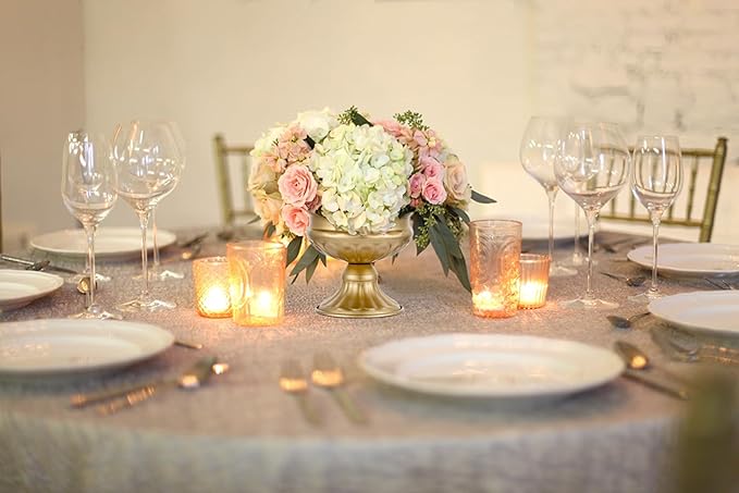 Metal Vases for Table Centerpieces, Hewory Gold Compote Pedestal Vase Floral Container Bulk, Brass Mini Footed Bowl Flower Holders Center Pieces for Wedding Birthday Party Anniversary (2pcs, 5in)