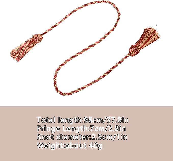 Fenghuangwu Curtain Tiebacks Handmade Decorative Curtain Holdbacks Rope with Tassel (Mix red, 4P)