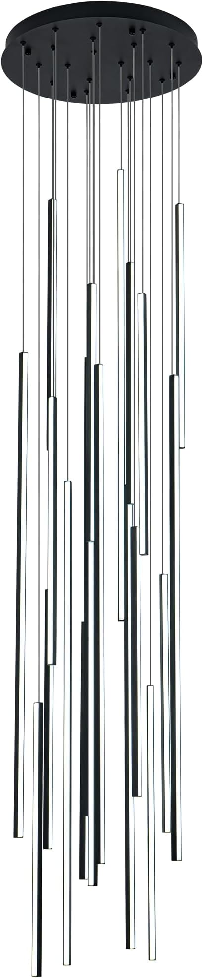 138" Modern LED Chandelier, Clustered Led Pendant Light, 20-Lights Dimmable High Ceiling Large Hanging Lighting Fixture for Loft Villa Living Room Stairs Foyer (Black-110W-20 Lights)