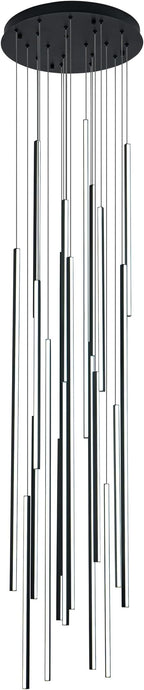 138" Modern LED Chandelier, Clustered Led Pendant Light, 20-Lights Dimmable High Ceiling Large Hanging Lighting Fixture for Loft Villa Living Room Stairs Foyer (Black-110W-20 Lights)