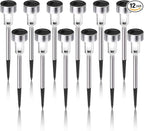 Solar Lights Outdoor Waterproof, Stainless Steel LED Landscape Lighting, Solar Garden Lights Solar Powered, Outdoor Solar Lights for Yard, Pathway, Walkway, Patio , Lawn - 12 Pack ( Cold White )