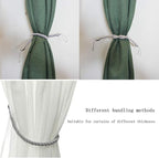 BEL AVENIR Curtain Rope Tiebacks, Drapery Rope Holdbacks with 4 Metal Screw Hooks, 2 Pair - Silver