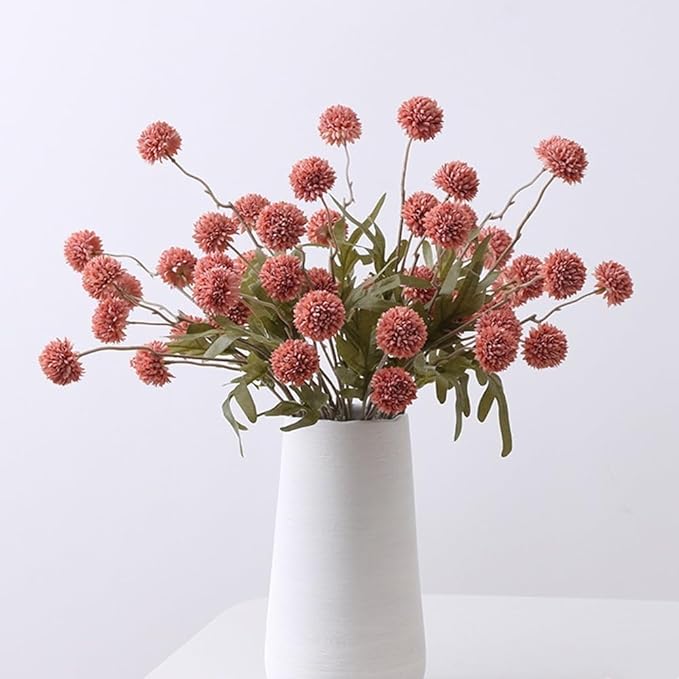 Artificial Flowers for Vases 20.5 Inch 10 Stems， Silk Dried Fake Mums Bouquet Indoor Faux Floral Arrangements for Decoration (Dark Pink)