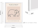 Poster Master Vintage Poster - Retro One Line Elephant Drawing Print - Elephant Art - Minimal Gift for Men, Women, Animal Lover - Abstract Wall Decor for Home, Office, 8x10 White Framed