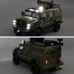 Compatible for 1:24 Saber-Toothed Tiger Alloy Armored Car Model, Collectible Diecast Armoured Explosive Protected Vehicle Toy, Pull Back Toy Car with Sound and Light for Adult Kids (Green)