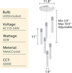 Mini Chandeliers for Kitchen Island Modern Crystal Pendants Light Dining Room Pendant Lighting Fixture High Ceiling Hanging Lights Bedroom Island Kitchen Foyer 6000K White Light Fixtures Chrome