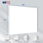 WEER White Bathroom Mirror 48X36 Inch, Rounded Rectangle White Metal Frame Mirror, Matte White Bathroom Vanity Mirror with Tempered Glass, Anti-Rust, Hangs Horizontally or Vertically