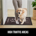 GORILLA GRIP 100% Waterproof All-Season WeatherMax Doormat US Designed Natural Rubber, Stain and Fade Resistant, Low Profile Indoor Outdoor Door Mats, Easy Clean Patio Mat, Espresso Home Paw