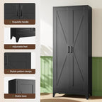 Letaya Storage Cabinet,75" H Metal Kitchen Pantry Cabinets with Doors and Adjustable Shelves,Pantry Organizers for for Cupboard/Dining/Bathroom/Office/Garage Room,Black