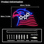Patriotic Eagle Flag Neon Sign USA Stars and Stripes LED Sign for Wall American Flag Neon Lights Signs for Bedroom Memorial Day 4th of July Independence Day American Eagle Day Decorations