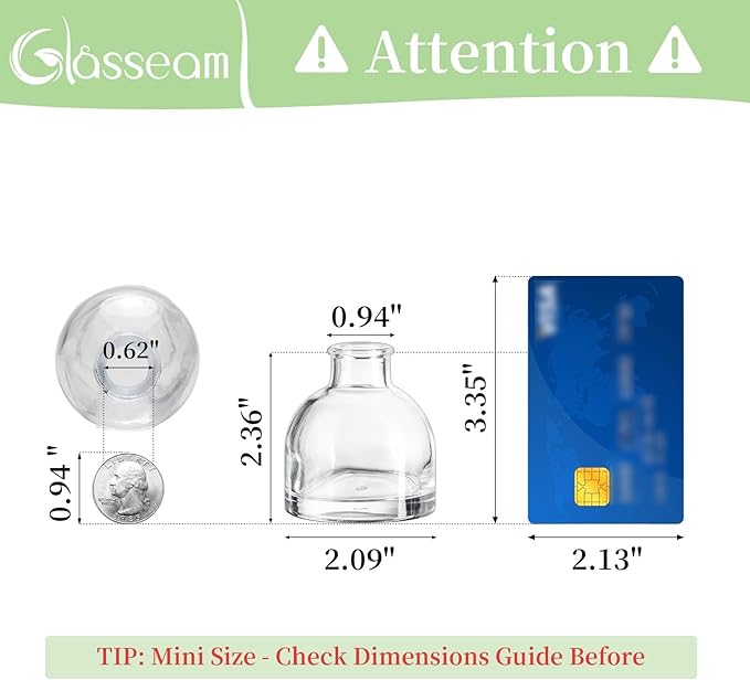 Glasseam Mini Glass Bud Vases: Small Clear Vases for Centerpieces Cute Tiny Flower Vase Set of 5 for Flowers Modern Centerpiece Decor for Wedding Party Dining Room Decoration