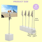 30 Pcs Place Card Holder Cube Photo Clips Holder with Alligator Clip, Table Number Holders Cube Base Memo Clips Holders for Wedding, Anniversary Party, Birthday Party, Restaurant - 4.7x1 Inch