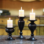 Sziqiqi Pillar Candle Holders Set of 3 Black for Table Mantle Fireplace Decor Modern Farmhouse Home Decor