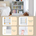 3-Tier Bookshelf with Adjustable Shelves, White Metal Space Saving Storage Shelf Bookcase, Small Open Storage Shelf for Living Room, Home Office, Dinning Room, Pantry (White-36H)