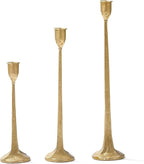 Gold Taper Candle Holders Set of 3, Heavy Candlestick Holders Decorative Candle Stand for Table Centerpiece, Cast Iron Candle Stick Holder Decor