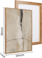 HPINUB Large Modern Abstract Shapes Framed Canvas Wall Art Set,Neutral Black and White Wall Decor,Minimalist Nordic Wall Painting for Living Room,Bedroom,Dining Room,Office -24"x36"x3