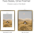 Homeforia A4 Picture Frame Bronze, High End Metal 8.3 x 11.7 inch Brass Poster Frames with Mat 5.8 by 8.3 Print, A4 Frames Matted to A5 Photo, 8.3x11.7 Wall or Tabletop Frame, Tempered Glass, Set of 1