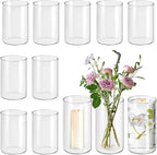 12pcs Glass Vase Cylinder Vases for Centerpieces Small Flower Glass Clear Vases Home Decor Centerpiece Table Flower Vase Decorations for Home＆Wedding Decoration 6 Inch Tall
