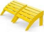 GREENVINES Adirondack-Ottoman | Set of 2 | HDPE Plastic | Outdoor Footrest | All Weather | Foot Rest | Foot Stool | Yellow | for Adirondack Chair | for Patio Backyard Pool