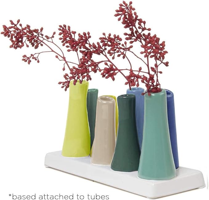 Chive - Pooley 2, Ceramic Flower Vase, 8-Tube Shape (Green)