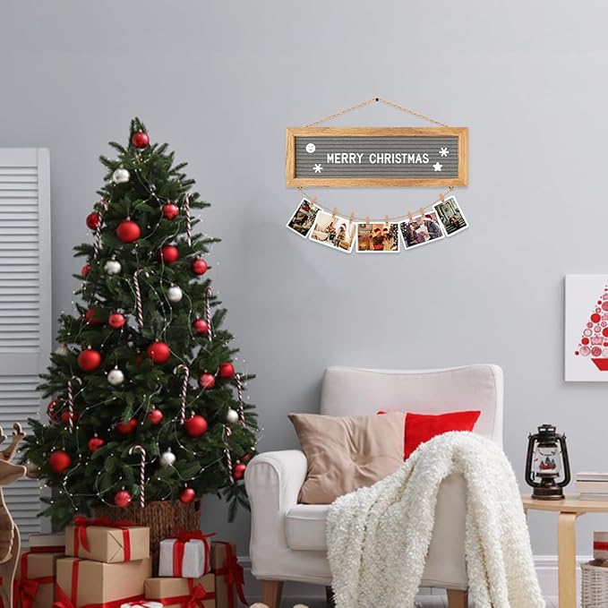 Picture Frames Collage Wall Decor Collage Picture Frames for Wall, Felt Letter Board with 340 Letters and 15 Clips, Unique Rustic DIY Photo Frames for Birthday Best Friend Family Party Gifts