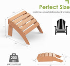 GREENVINES Adirondack-Ottoman | HDPE Plastic | Outdoor Footrest | All Weather | Foot Rest | Foot Stool | Teak | for Adirondack Chair | for Patio Backyard Pool
