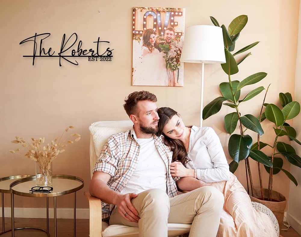 Personalized Family Name Sign Custom Metal Last Name Sign Metal Family Name Sign Wall Decor Personalized Name sign for Home Initial Split Letter Signs Door Established Split Letter Wedding Gift