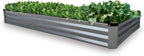 GARDMAX 8x4x1FT Galvanized Raised Garden Bed Kit, Metal Planter Boxes Outdoor with Easy Assembly, Large Garden Bed for Vegetables, Fruits, Flower, Herbs Rectangle Silver