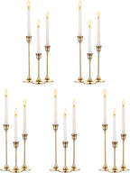 Nuptio Candlestick Candle Holders 15 Pcs Candle Stick Holder Gold Taper Candle Holder Candle Stand for Wedding Party Thanksgiving Halloween Birthday Mantel Baby Shower Table Centerpieces Decor