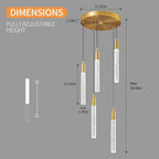 Modern Light Fixture Kitchen Island Pendant Light Dimmable LED Gold Pendant Lights Mini Crystal Pendant Lighting for Bedroom Dining Room Living Room（5-Light ）
