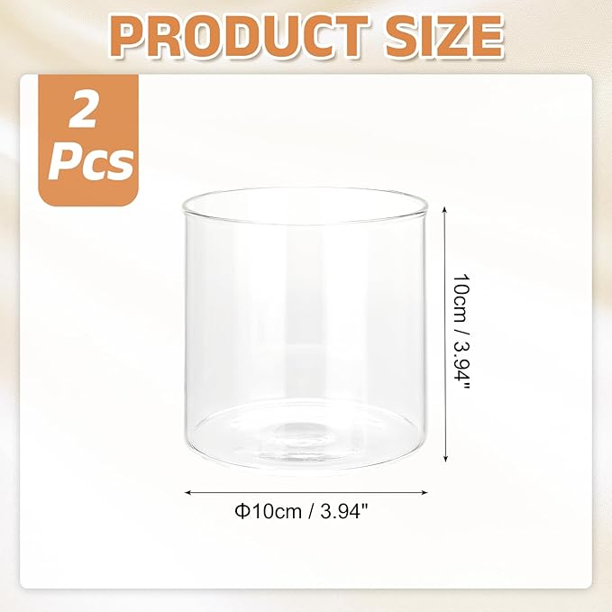 uxcell Hurricane Candle Holder (H:3.9" OD:4"), Pillar Floating Candles Holder Clear Glass Cylinder Flower Vases for Table Centerpiece Wedding Party Home Decoration 2Pcs