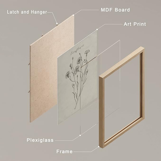 SIGNWIN Framed Vintage Wildflower Wall Art, Set of 4 Plant Drawing Wall Decor Prints, Nature Wilderness Wall Décor for Living Room, Bedroom - 11"x14" Natural