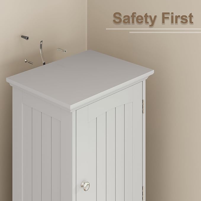 ChooChoo 67" Tall Bathroom Storage Cabinet Freestanding with Adjustable Shelves, Narrow Storage Linen Cabinet with 2 Doors and 1 Drawers for Bathroom, Living Room, Kitchen, White