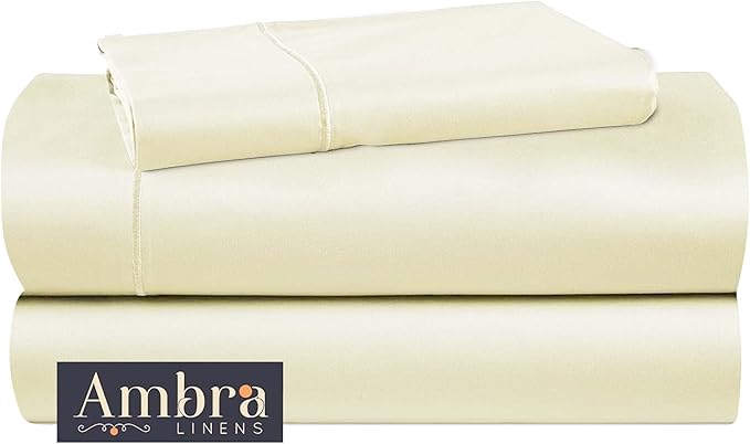 Tencel Sheets 3 Piece for Twin XL Bed - 100% Eucalyptus Lyocell Twin XL Sheets Set - Soft, Cooling & Breathable for Hot Sleepers - 16” Deep Pockets Hotel Quality Bedding Set - Ivory