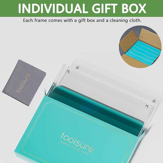 5x7 Acrylic Picture Frames 5Pack, Magnetic Acrylic Photo Frames 5 by 7,20% Thicker Block,Clear Floating Picture Frame Free Stand Double Side, Lucite Frameless Frame Gift for Desktop Display