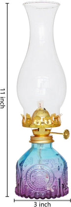 Oil Lamps for Indoor Use 2Pack, Gradient Pink Oil Lamp - 11x3 Vintage Kerosene Lantern, 48-Hour Burn, Adjustable Flame for Indoor/Outdoor Use