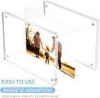 Acrylic Picture Frame 6x8 Inches, High Transparent Magnetic Photo Frame, Double Sided Plexiglass Picture Frame 12mm + 12mm