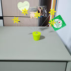 Cute Flower Table Card Memo Holder Stand,1 Pcs Photo Clips Holder Desk Stand for Memo Paper Note Monmory Photo Christmas Wedding Display with Flowerpot Shaped Plastic Base (Yellow)