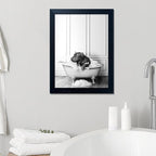 Black and White Bathroom Decor Funny Hippo in Bathtub Wall Art Framed Humor Bathroom Signs Cute Animal Canvas Print Painting Artwork