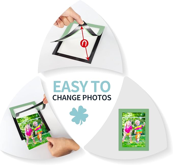 CRUGLA 12 Packs Colorful 4x6 Magnetic Picture Frames for Refrigerator Locker, Colored Peel and Stick Frame Bulk, 4 by 6 Photo Holders for Fridge Dishwasher Whiteboard, 6 Colors