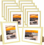 12 Packs 8.5 by 11 Picture Frames, Display 6x8 with Mat or 8.5x11 Without, for Award Certificate Diploma Document, 8.5 x 11 Frames Bulk Set of 12 Photo Frames Set for Wall and Tabletop, Gold