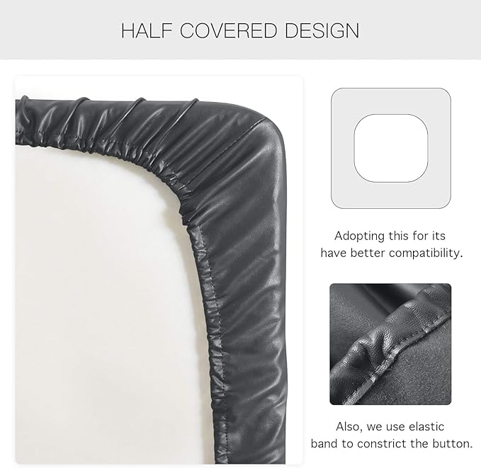 Yates Home PU Leather Couch Sofa Cushion Slipcover Water-Proof Elastic RV Seat Covers Loveseat Slip Cover for Settee Seater Replacement in Living Room（3 Piece Large Sofa Cushion Covers, Gray