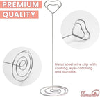 16pcs Place Card Holders, 8.75 Inches Tall Table Number Holders, Silver Picture Holder for Tables with Heart Shaped Clip for Wedding, Photos, Food Signs, Memo Notes, Restaurant, Birthday