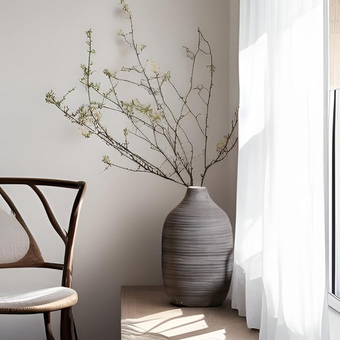 ALMA 9 in Contemporary Vessel for Room Decor Aesthetic|Decorative Black Gray Vase for Pampas Grass|Boho Vase for Coffee Table Centerpiece,Nightstand,Bookshelf,Minimalist Living Room,Bathroom Decor