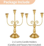 NUPTIO Candlestick Holders Candelabras Gold Candle Stick Stands 2 Pcs Metal Candelabra Centerpieces Candlestick Holders for Tapered Candles Wedding Birthday Party Dining Table Christmas Decoration 11"