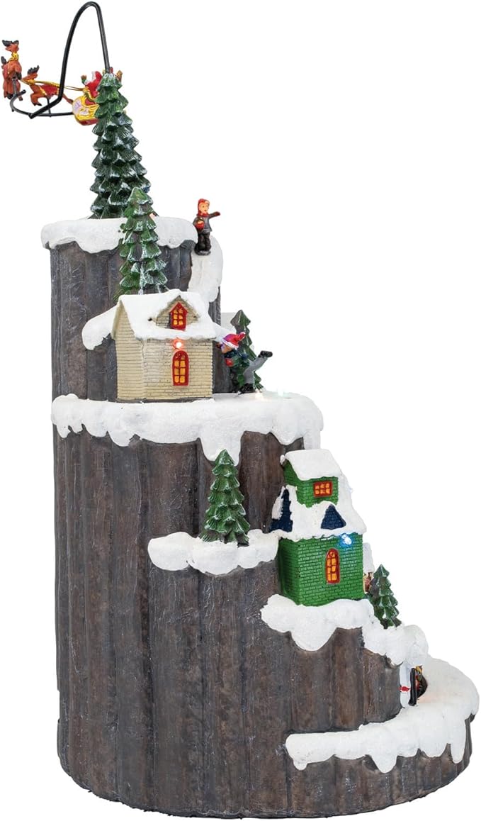 Santa Hill Town Train Mountain LED Lights Christmas Village with Motion and Sound 10" x 10" x 17.5"