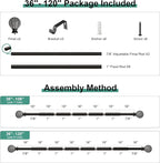 Black Curtain Rods for Windows 66 to 120 Inch,1'' Diameter Drapery Rods with Leaf Pattern Finials,Decorative Adjustable Heavy Duty Curtain Rods Set,36-120''