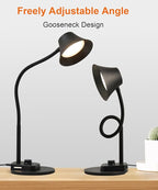 BOHON LED Desk Lamp for Home Office, Fully Dimmable Bedside Lamps with USB A and C Charging Port, 5 Colors Reading Lamp with Night Light, Auto Timer, Table Lamp for College Dorm Room